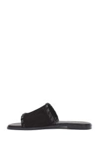 دمپایی زنانه جیر چرمی مشکی دری مد