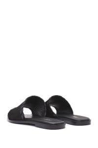 دمپایی زنانه جیر چرمی مشکی دری مد