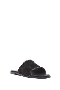 دمپایی زنانه جیر چرمی مشکی دری مد