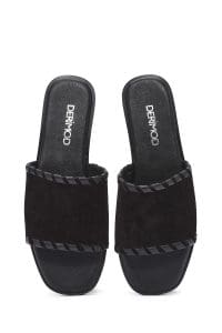 دمپایی زنانه جیر چرمی مشکی دری مد