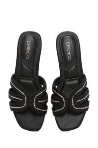 دمپایی زنانه مشکی نگین‌دار دری مد