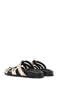 دمپایی زنانه چرمی طلایی متالیک دری مد