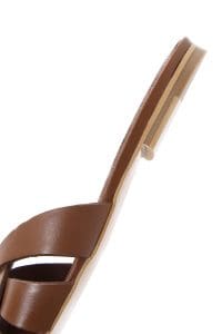 دمپایی زنانه چرمی قهوه ای روشن ساده دری مد