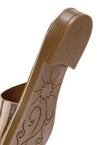 دمپایی زنانه چرمی متالیک صورتی دری مد