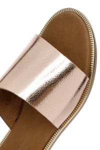 دمپایی زنانه چرمی متالیک صورتی دری مد