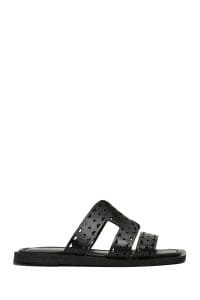 دمپایی زنانه چرمی مشکی دری مد