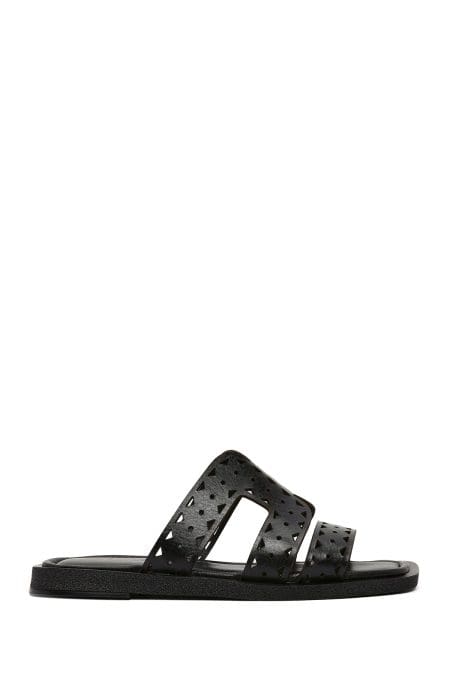 دمپایی زنانه چرمی مشکی دری مد