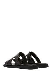 دمپایی زنانه چرمی مشکی دری مد