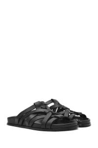 دمپایی زنانه چرمی مشکی دری مد