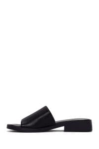 دمپایی زنانه چرمی مشکی روزمره دری مد