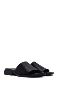 دمپایی زنانه چرمی مشکی روزمره دری مد