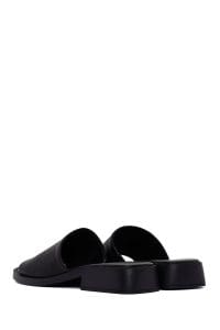 دمپایی زنانه چرمی مشکی روزمره دری مد