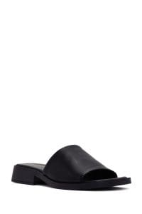 دمپایی زنانه چرمی مشکی روزمره دری مد