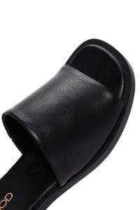 دمپایی زنانه چرمی مشکی روزمره دری مد