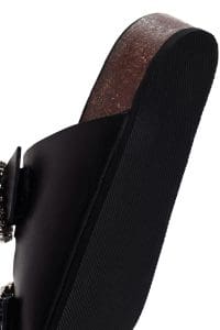 دمپایی زنانه چرمی مشکی نگین‌دار دری مد