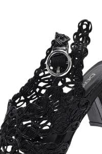 صندل زنانه مشکی متالیک بافت‌دار پاشنه‌نازک کوتاه دری مد