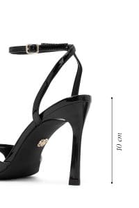 صندل زنانه مشکی پاشنه‌نازک بلند بنددار دری مد