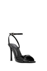 صندل زنانه مشکی پاشنه‌نازک بلند بنددار دری مد