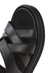 صندل زنانه مشکی چرم بند پشت باز دری مد