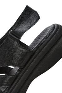 صندل زنانه مشکی چرم بند پشت باز دری مد