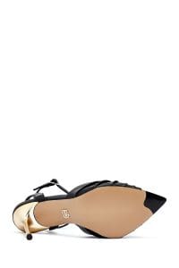 صندل زنانه مشکی چرم پاشنه‌نازک بلند بنددار دری مد