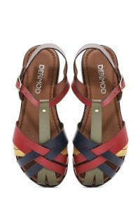 صندل زنانه چرمی رنگی بندی مدل بدروم دری مد