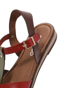 صندل زنانه چرمی رنگی بندی مدل بدروم دری مد