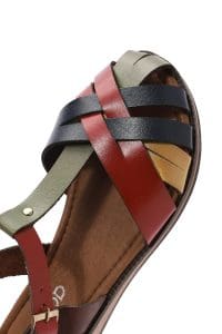 صندل زنانه چرمی رنگی بندی مدل بدروم دری مد