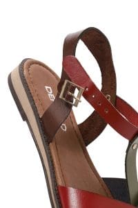 صندل زنانه چرمی رنگی بندی مدل بدروم دری مد