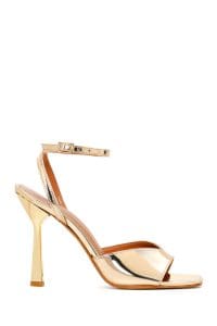 صندل پاشنه دار طلاییی زنانه دری مد