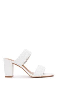 صندل پاشنه ضخیم بافتنی سفید زنانه دری مد