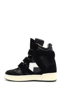 کتونی زنانه چرم مشکی بنددار با لژ بلند دری مد