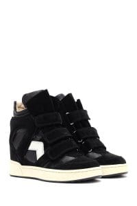 کتونی زنانه چرم مشکی بنددار با لژ بلند دری مد