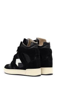 کتونی زنانه چرم مشکی بنددار با لژ بلند دری مد