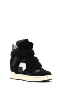 کتونی زنانه چرم مشکی بنددار با لژ بلند دری مد