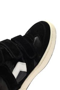 کتونی زنانه چرم مشکی بنددار با لژ بلند دری مد