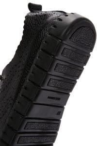 کتونی زنونه چرم طرحدار مشکی بنددار راحتی دری مد