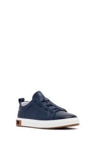 کتونی مردانه چرم سرمه‌ای بنددار دری مد