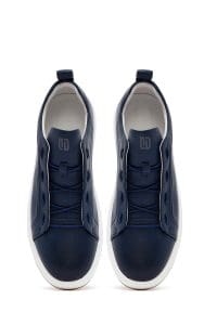 کتونی مردانه چرم سرمه‌ای بنددار دری مد