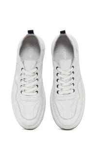 کتونی مردانه چرم سفید بنددار دری مد