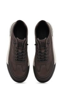 کتونی مردانه چرم نوبوک طوسی بنددار زیره ضخیم دری مد