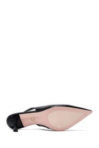 کفش زنانه مشکی چرم پاشنه نازک پشت باز دری مد