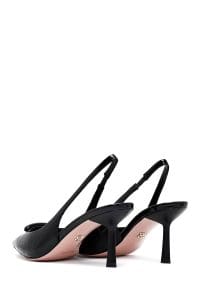 کفش زنانه مشکی چرم پاشنه نازک پشت باز دری مد