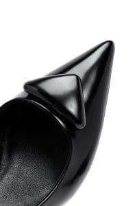 کفش زنانه مشکی چرم پاشنه نازک پشت باز دری مد