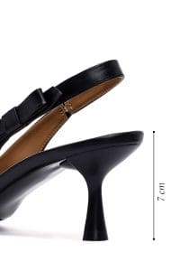 کفش زنانه مشکی چرم پاشنه نازک پشت باز دری مد