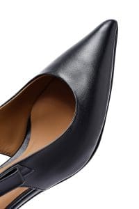 کفش زنانه مشکی چرم پاشنه نازک پشت باز دری مد