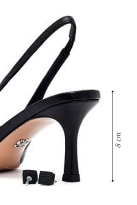 کفش زنانه مشکی چرم پاشنه نازک پشت باز دری مد