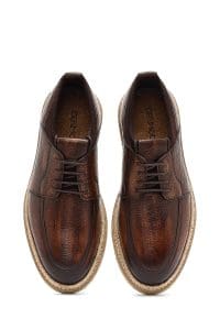 کفش مردانه چرم قهوه‌ای بندی کژوال دری مد