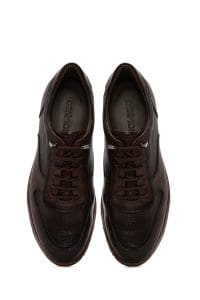 کفش مردانه چرم قهوه‌ای بندی کژوال دری مد