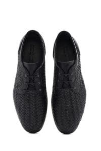 کفش مردانه چرم مشکی بندی بافت‌دار کژوال دری مد